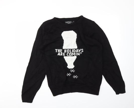 Boohoo Womens Black   Pullover Jumper Size L