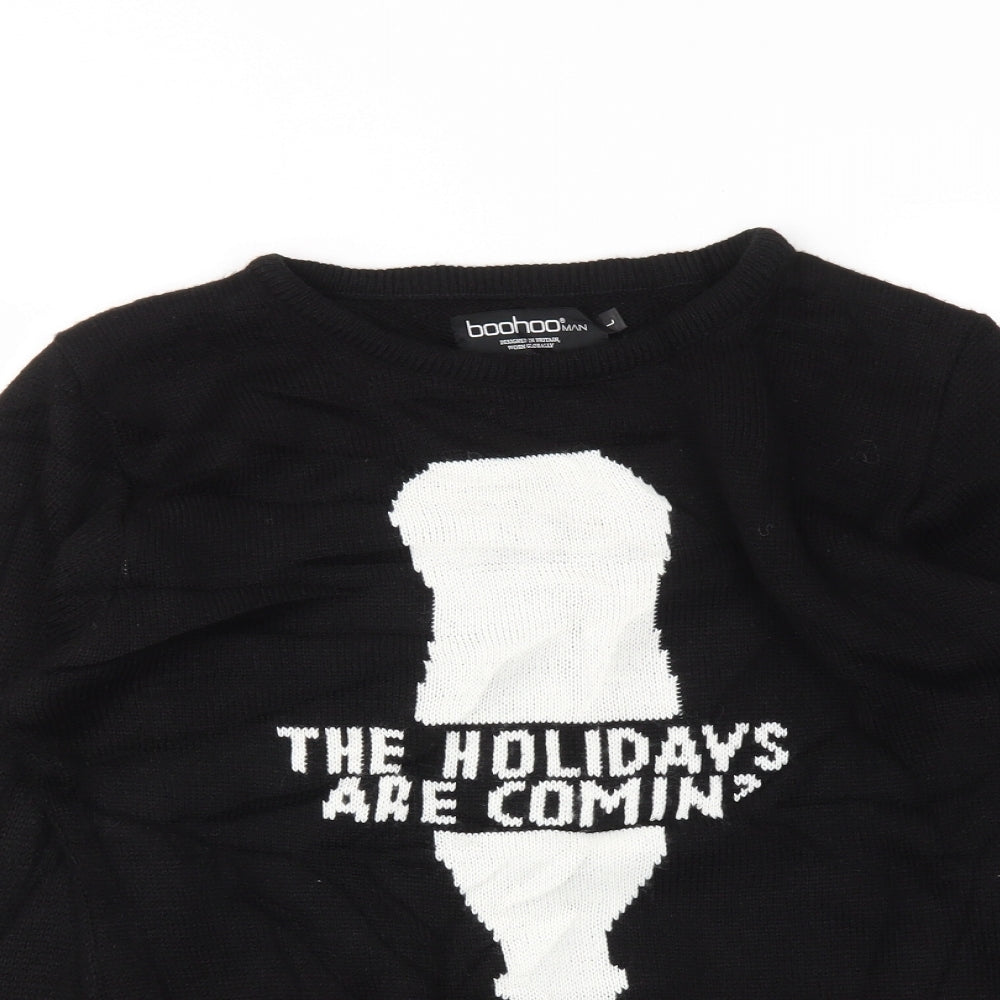 Boohoo Womens Black   Pullover Jumper Size L