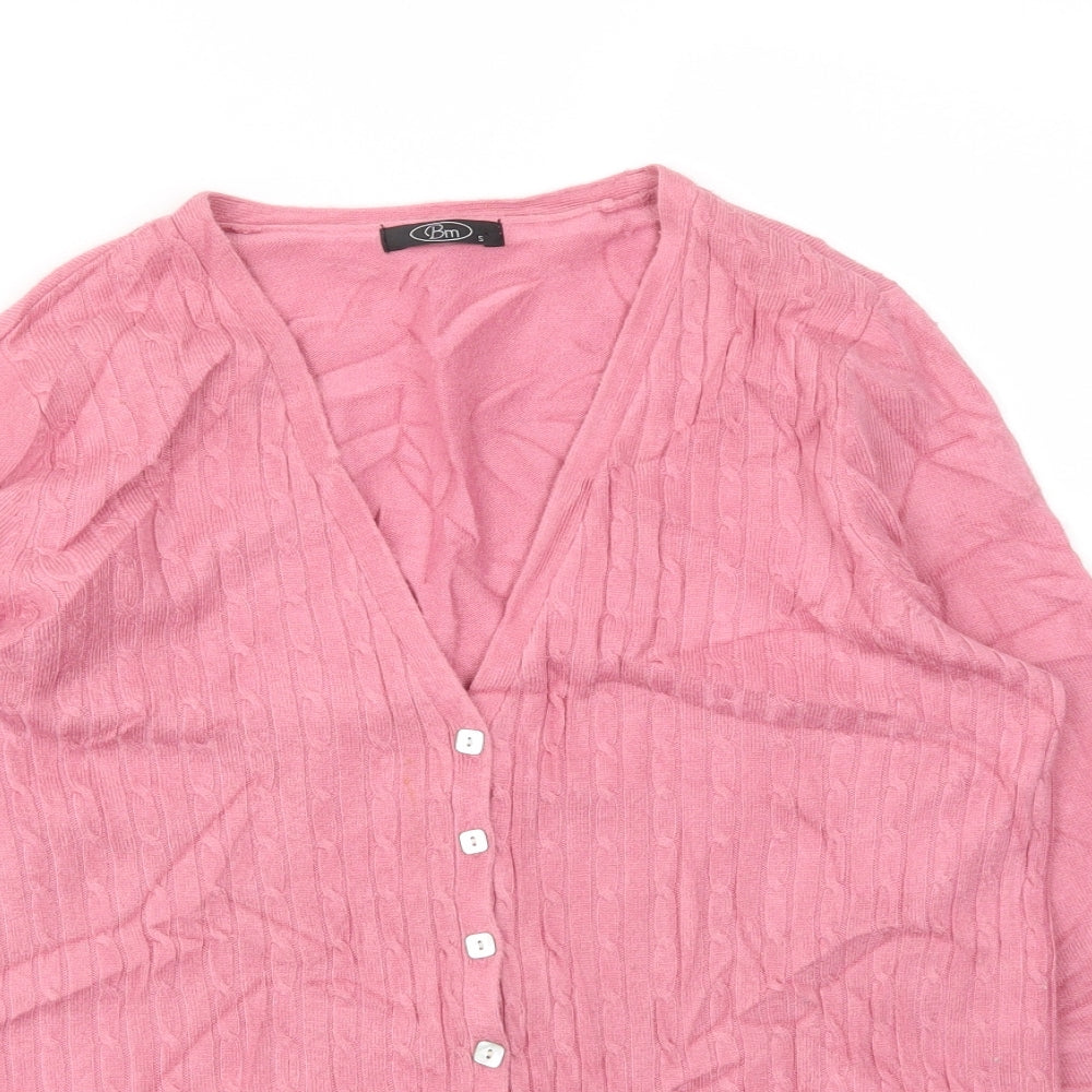 Womens UK Size S BM Pink Cardigan Jumper