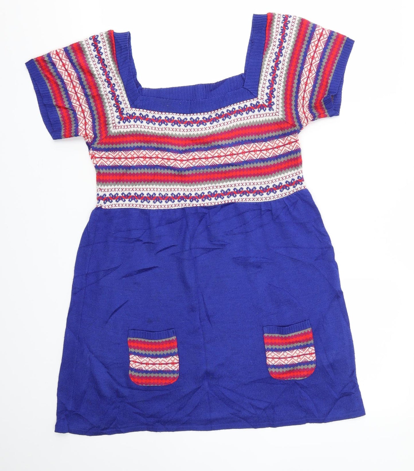 George Womens Blue Argyle/Diamond  Fit & Flare  Size 10