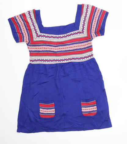 George Womens Blue Argyle/Diamond  Fit & Flare  Size 10