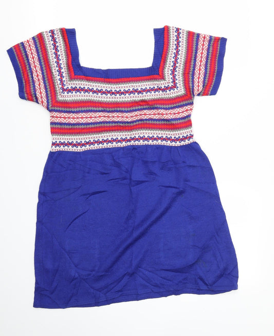 George Womens Blue Argyle/Diamond  Fit & Flare  Size 10