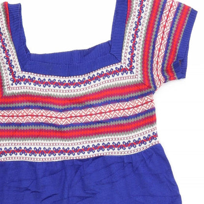 George Womens Blue Argyle/Diamond  Fit & Flare  Size 10