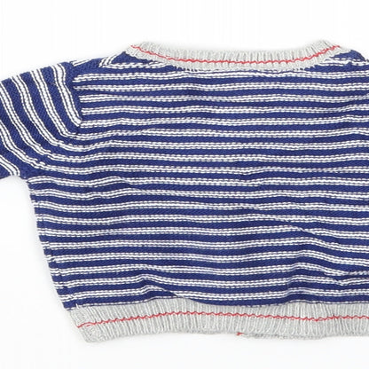Mini Club Boys Blue Striped  Cardigan Jumper Size 0-3 Months