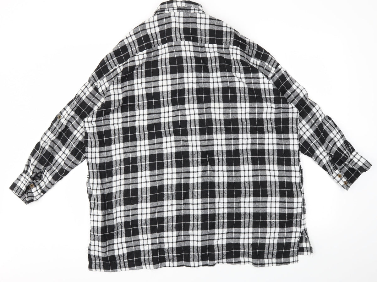 RISETTE Womens Black Check  Basic Button-Up Size S