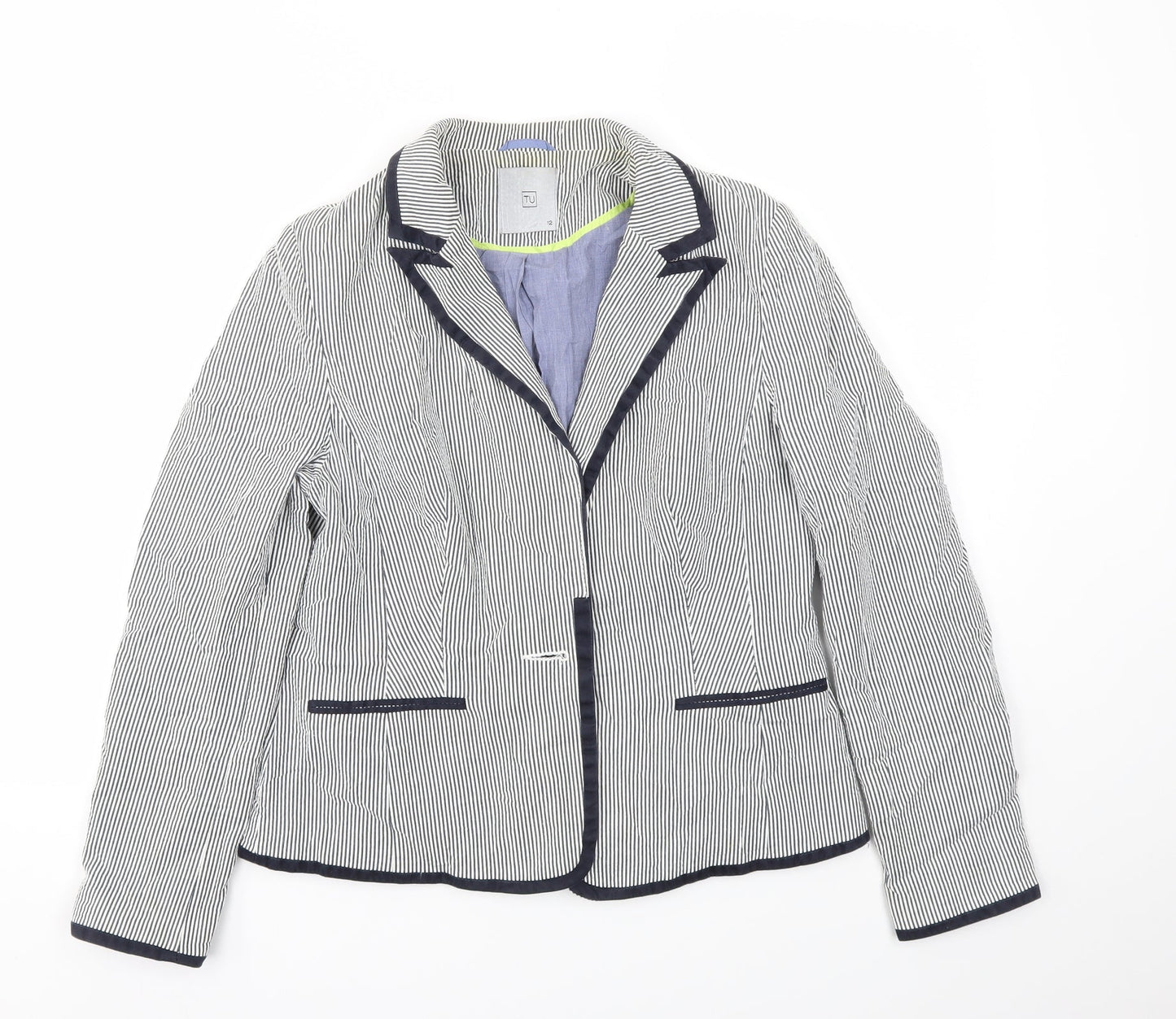 TU Womens Blue Striped  Jacket Blazer Size 12