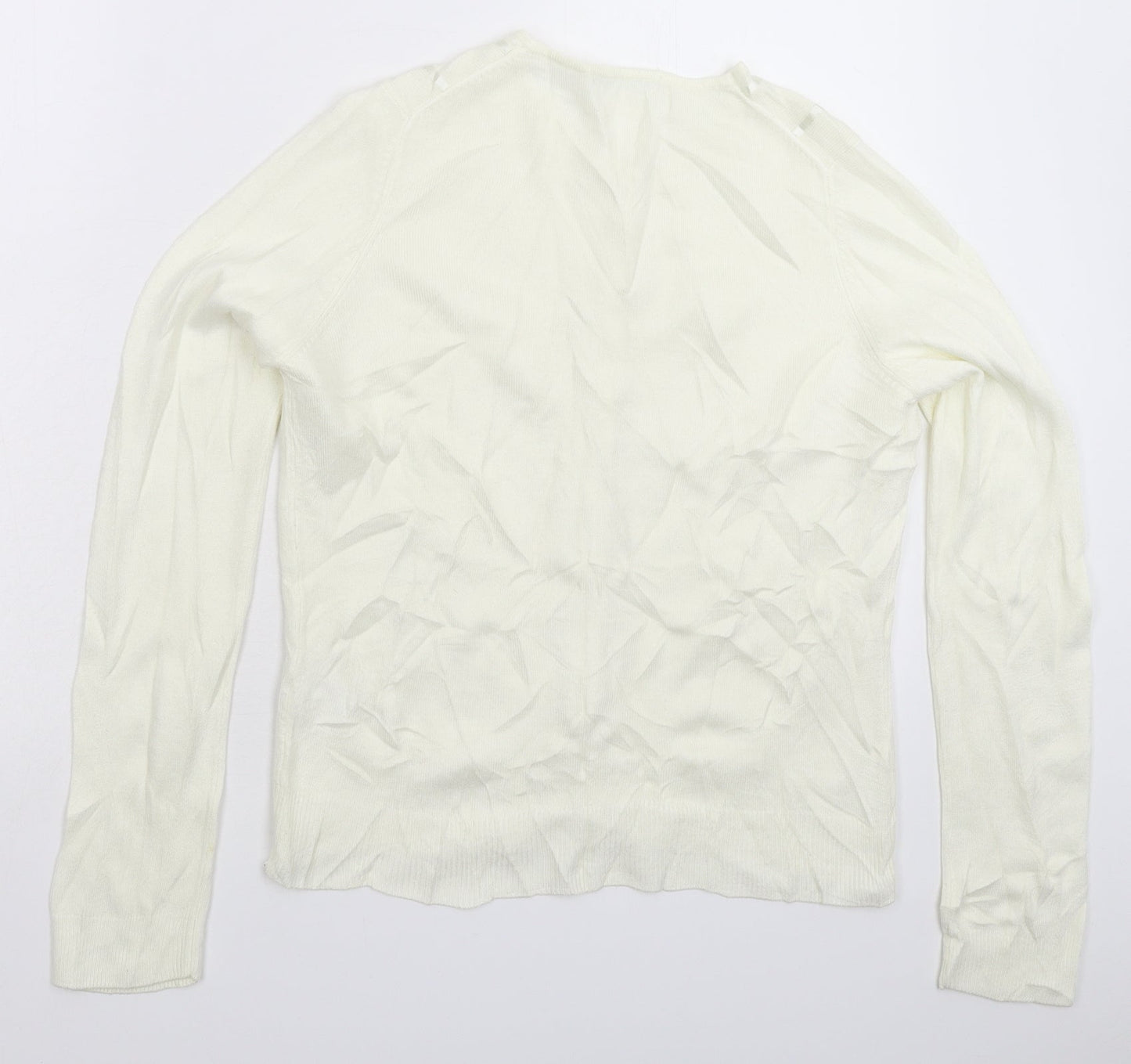 Womens UK Size 12 Marks and Spencer White Cardigan Jumper