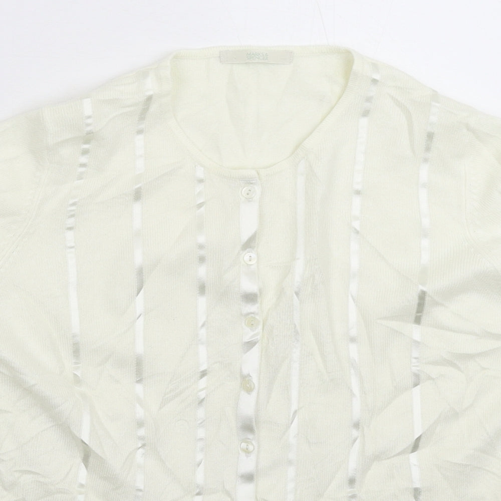 Womens UK Size 12 Marks and Spencer White Cardigan Jumper