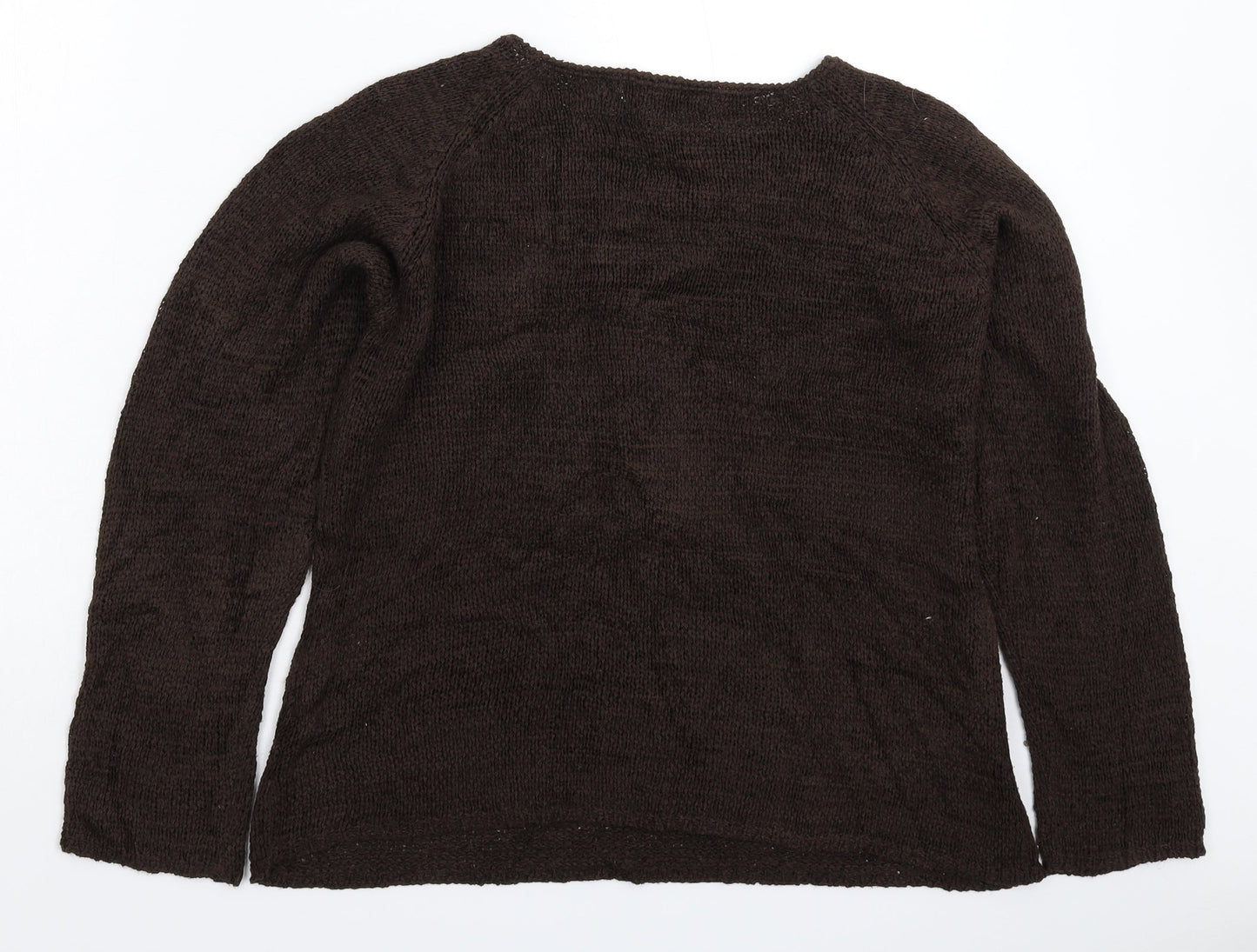 EWM Womens Grey Floral Knit Pullover Jumper Size XL