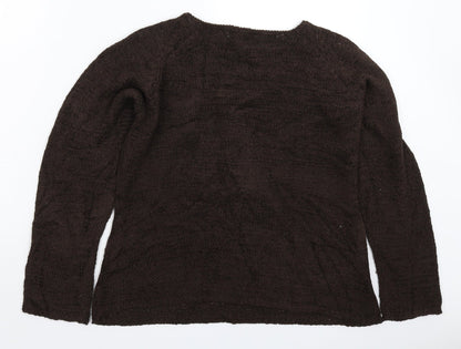 EWM Womens Grey Floral Knit Pullover Jumper Size XL