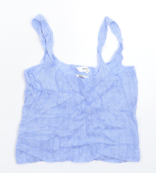Womens UK Size XS Mango Blue Basic Tank