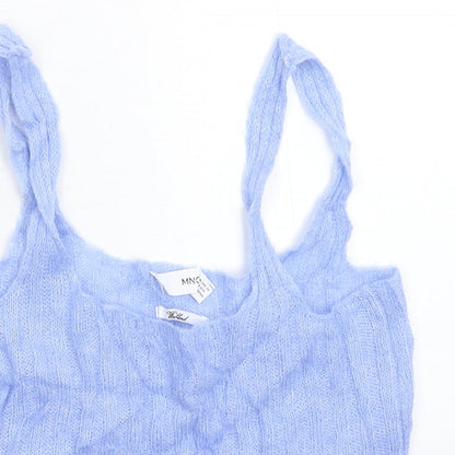 Womens UK Size XS Mango Blue Basic Tank