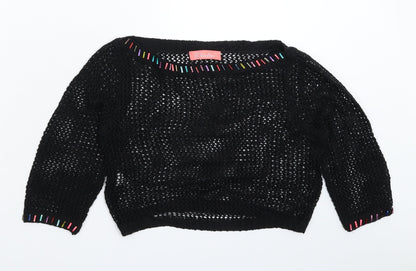 Chulin Womens Black  Knit Pullover Jumper Size S