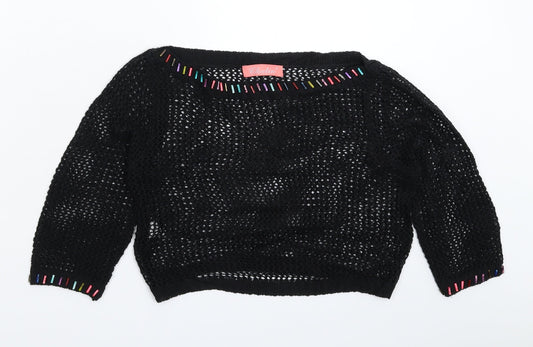 Chulin Womens Black  Knit Pullover Jumper Size S