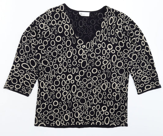 BHS Womens Blue Geometric Knit Pullover Jumper Size 14