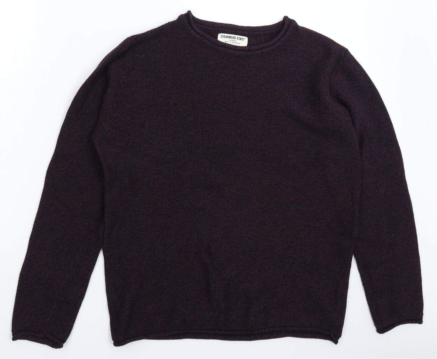 Cedar Wood State Mens Purple  Knit Pullover Jumper Size L