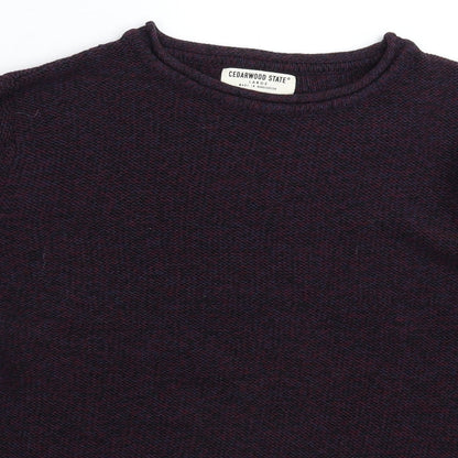 Cedar Wood State Mens Purple  Knit Pullover Jumper Size L