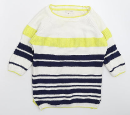 Lakeland Womens White Striped Knit Pullover Jumper Size 14