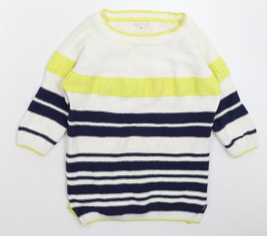 Lakeland Womens White Striped Knit Pullover Jumper Size 14
