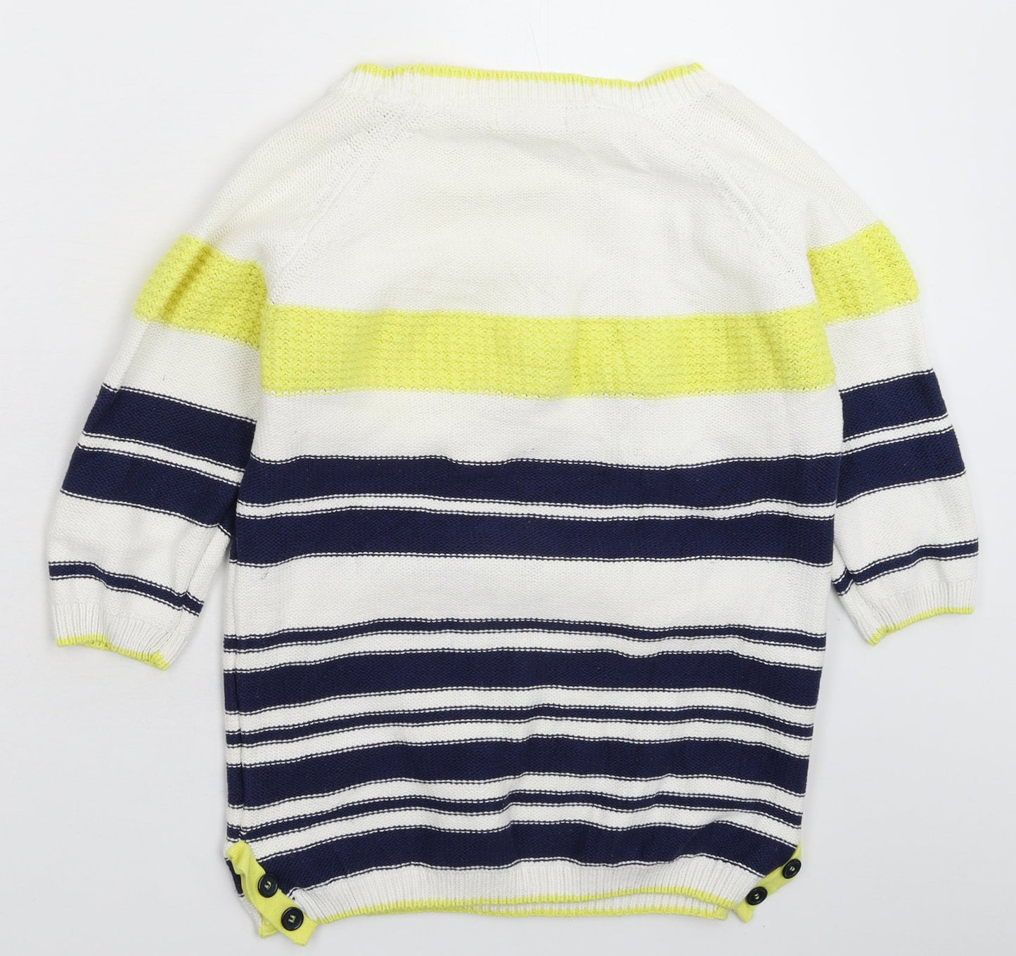 Lakeland Womens White Striped Knit Pullover Jumper Size 14