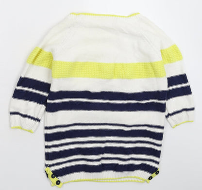 Lakeland Womens White Striped Knit Pullover Jumper Size 14