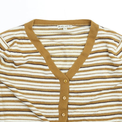 Maille Womens Multicoloured Striped Knit Cardigan Jumper Size M