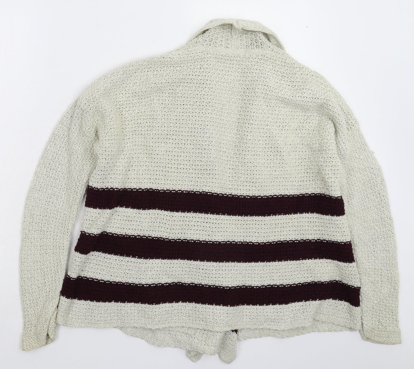 FOREVER 21 Womens Grey Striped Knit Cardigan Jumper Size S