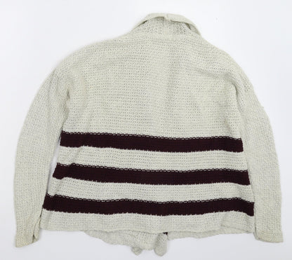 FOREVER 21 Womens Grey Striped Knit Cardigan Jumper Size S