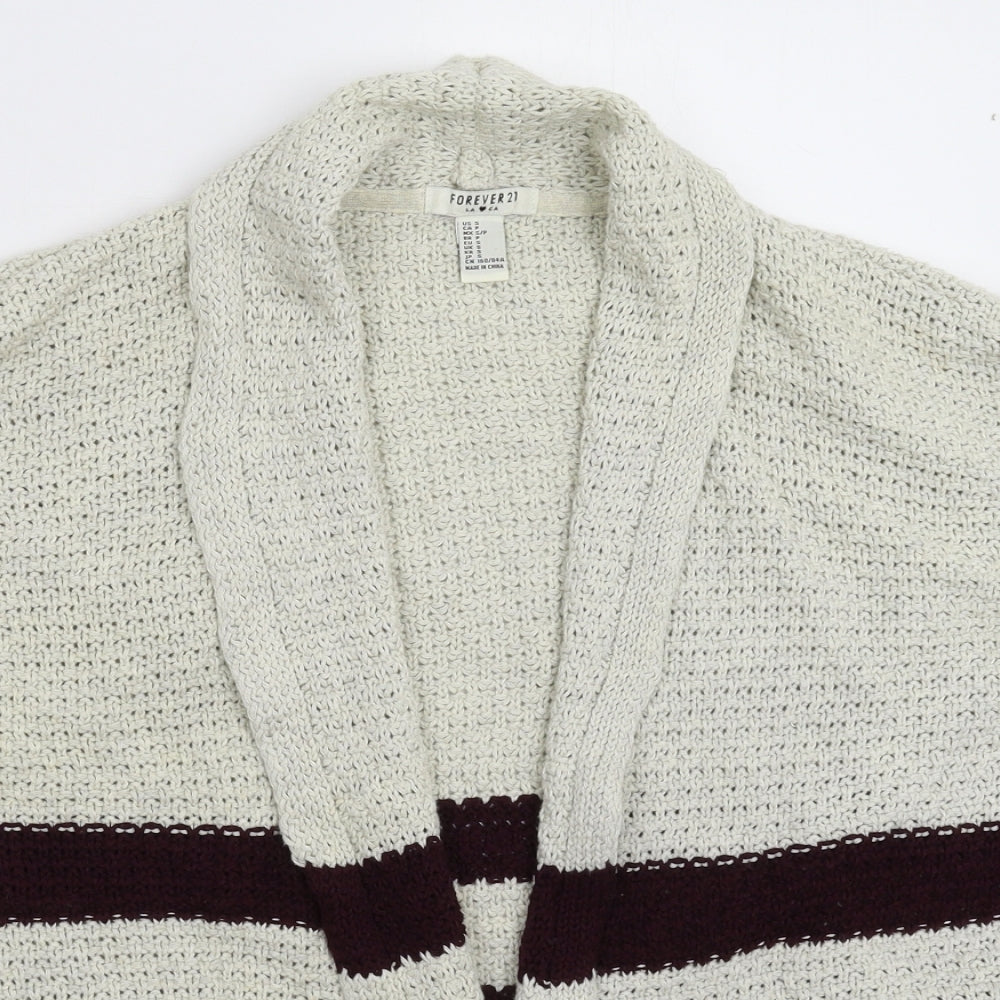 FOREVER 21 Womens Grey Striped Knit Cardigan Jumper Size S
