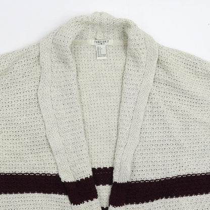 FOREVER 21 Womens Grey Striped Knit Cardigan Jumper Size S