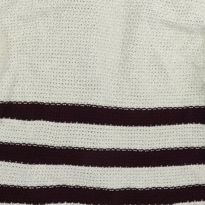 FOREVER 21 Womens Grey Striped Knit Cardigan Jumper Size S