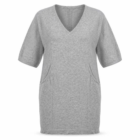 Front view of Autograph women’s grey knit jumper dress, size UK 12