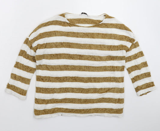 TU Womens Multicoloured Striped Knit Pullover Jumper Size 8