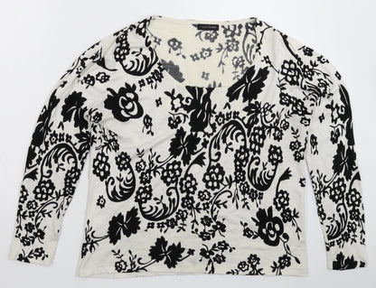 Rogers & Rogers Womens White Floral Knit Pullover Jumper Size 20