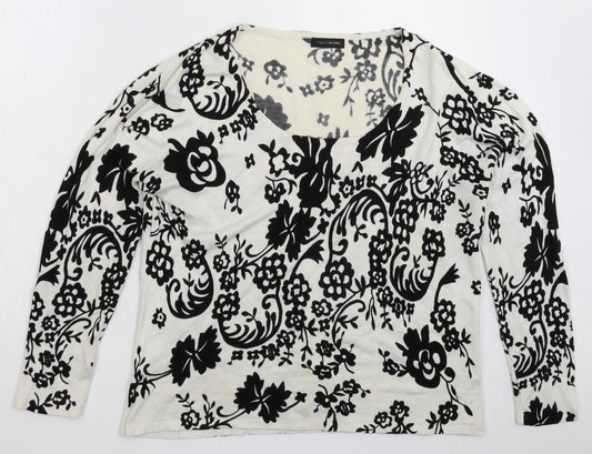 Rogers & Rogers Womens White Floral Knit Pullover Jumper Size 20