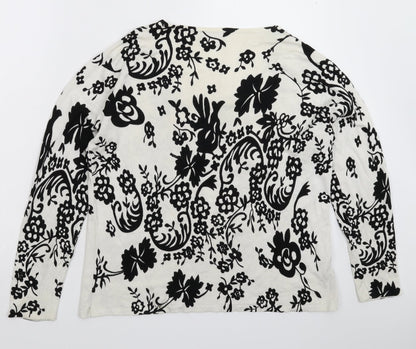 Rogers & Rogers Womens White Floral Knit Pullover Jumper Size 20