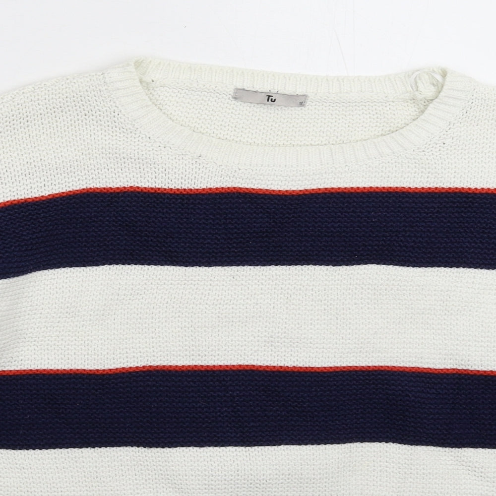 TU Womens Multicoloured Striped Knit Pullover Jumper Size 12