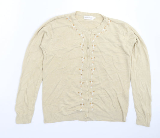 Womens UK Size M Bonmarché Beige Cardigan Jumper