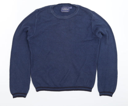 Topman Mens Blue  Knit Pullover Jumper Size S
