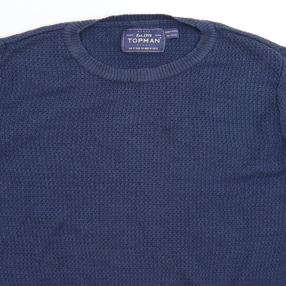Topman Mens Blue  Knit Pullover Jumper Size S