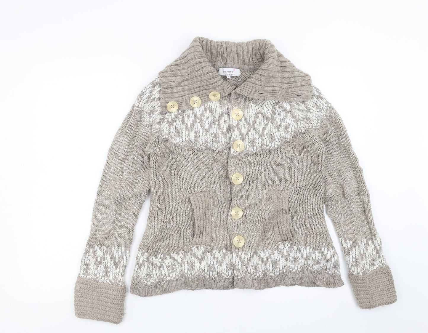 Womens UK Size M Marks and Spencer Beige Cardigan Jumper