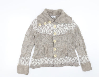 Womens UK Size M Marks and Spencer Beige Cardigan Jumper