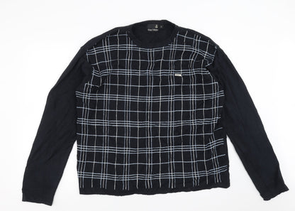Georgio Collections Mens Blue Check Knit Pullover Jumper