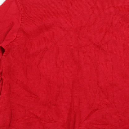 Pure & natural Womens Red Geometric Knit Pullover Jumper Size S  - Cardigan and top all in one