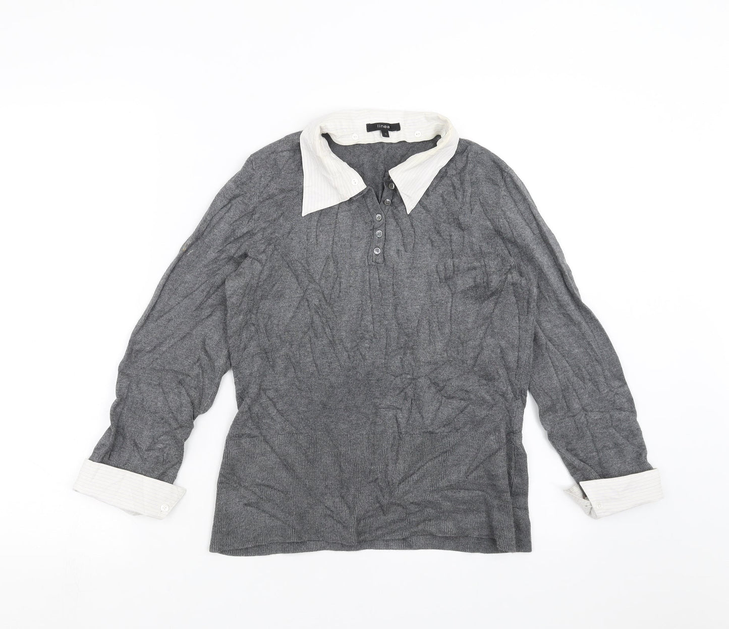 Linea Womens Grey  Knit Pullover Jumper Size S