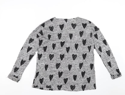 H&M Girls Grey  Knit Pullover Jumper Size 14 Years  - hearts