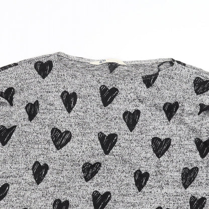 H&M Girls Grey  Knit Pullover Jumper Size 14 Years  - hearts