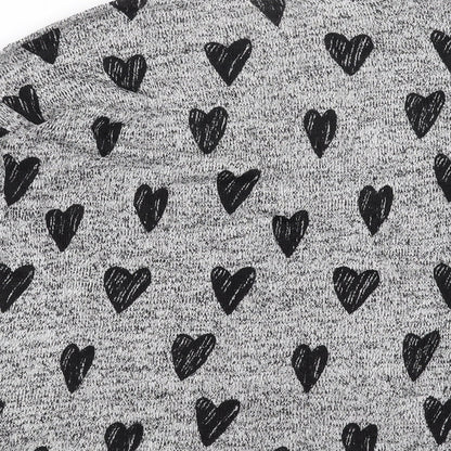 H&M Girls Grey  Knit Pullover Jumper Size 14 Years  - hearts