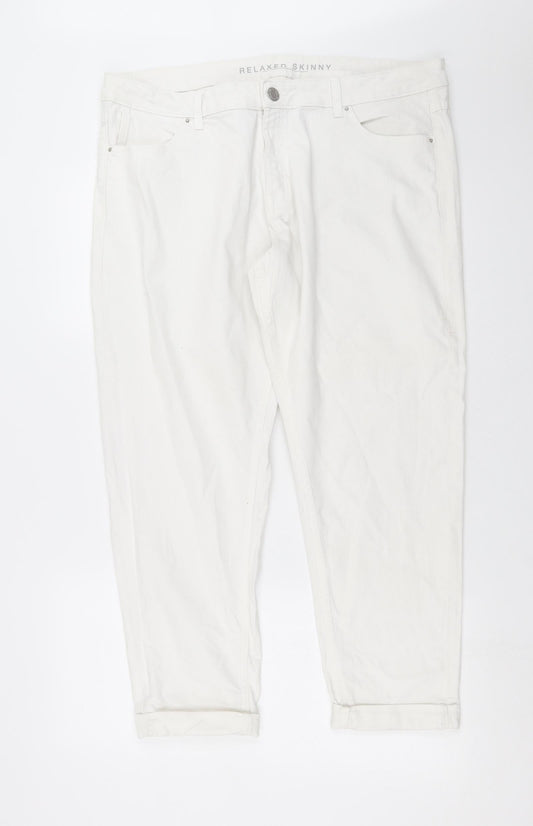 Womens UK Size 38 in Preworn Relaxed Fit Skinny White Jeans