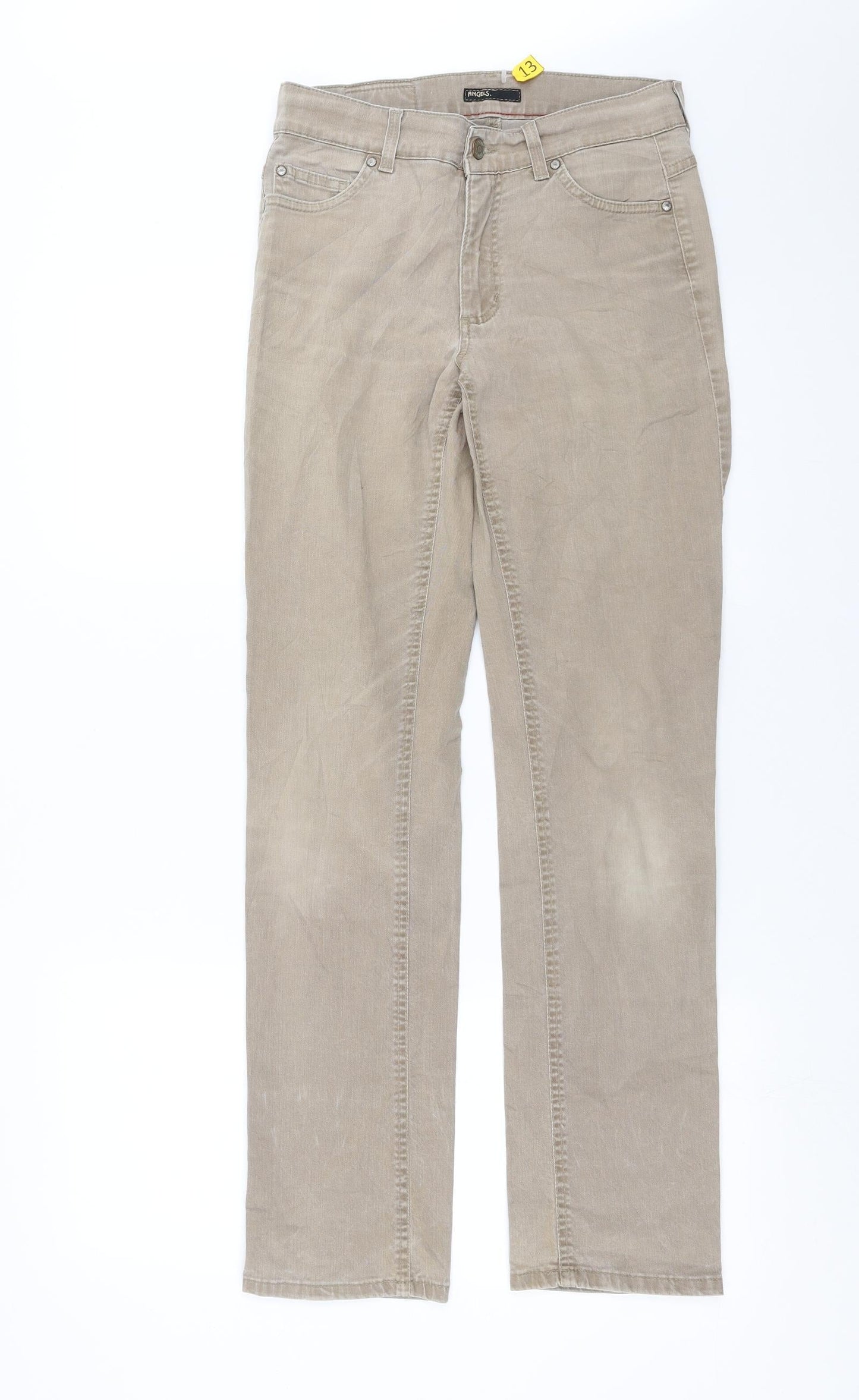 Womens UK Size 8 Angels Regular Fit Straight Beige Jeans
